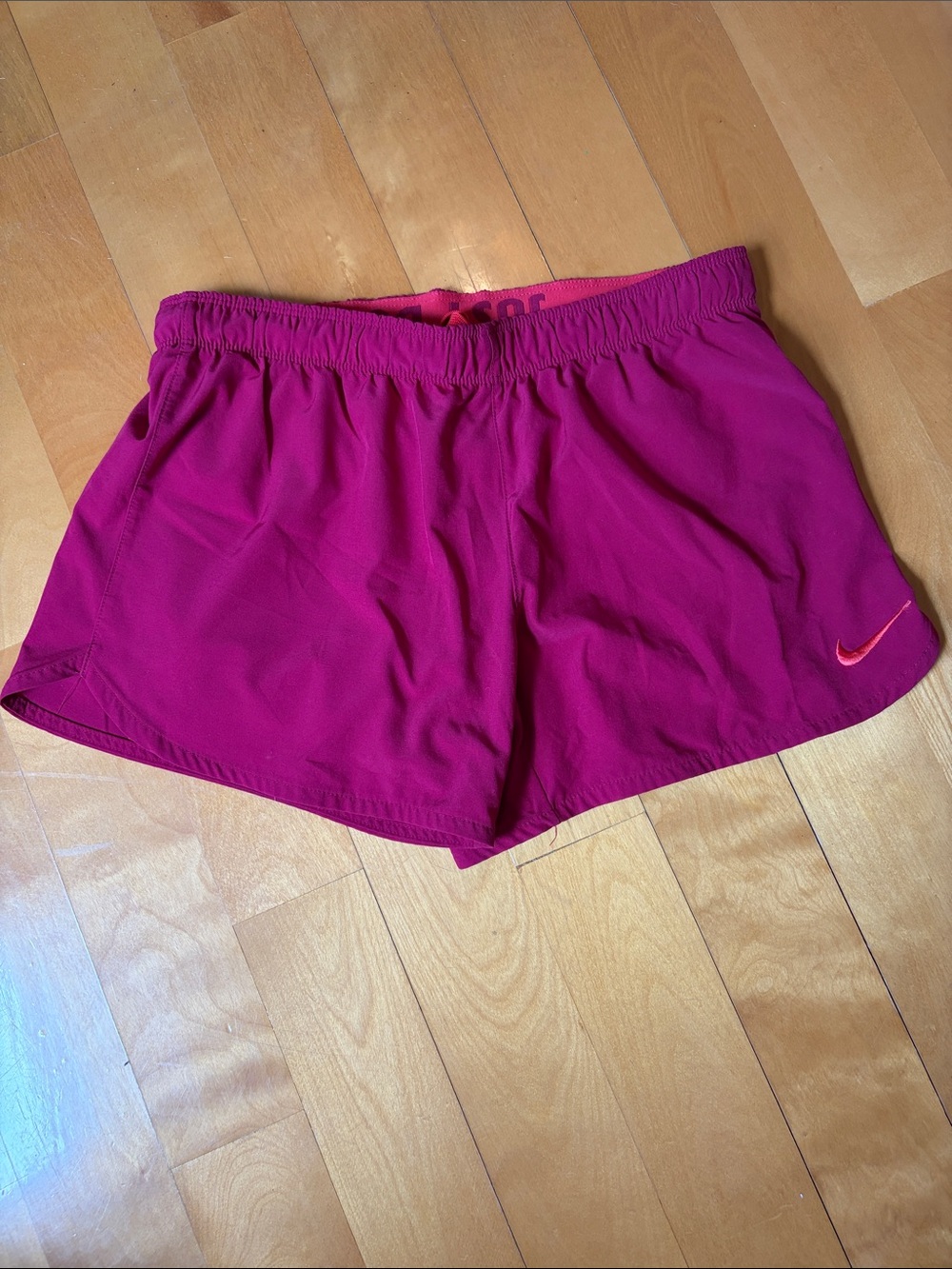 Nike burgundy and orange 2 in 1 Shorts